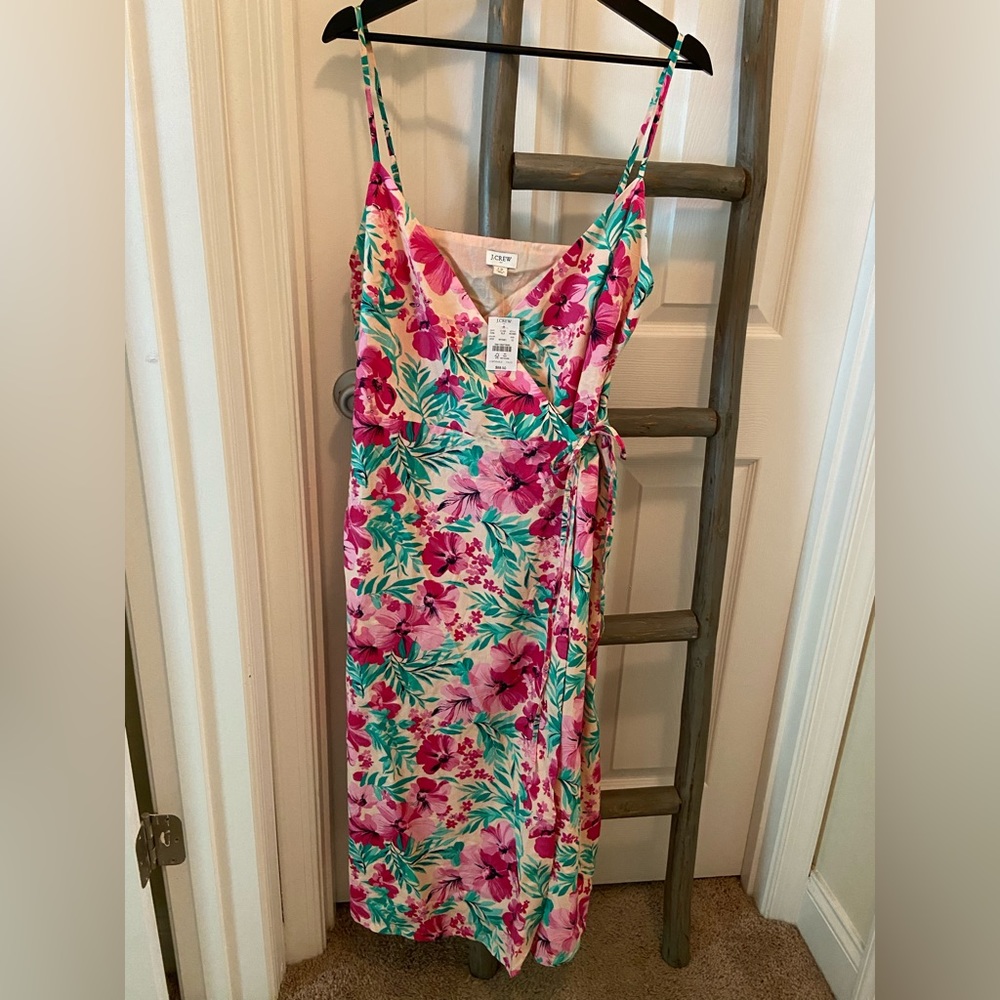 J.Crew Floral Wrap Midi Dress - Size 12 - NWT